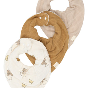 Fabelab Bandana-Lätzchen 3er-Pack Elefant On The Air in Oxford Tan 