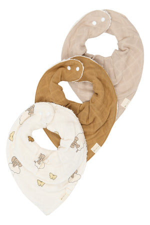 Fabelab Bandana-Lätzchen 3er-Pack Elefant On The Air in Oxford Tan 