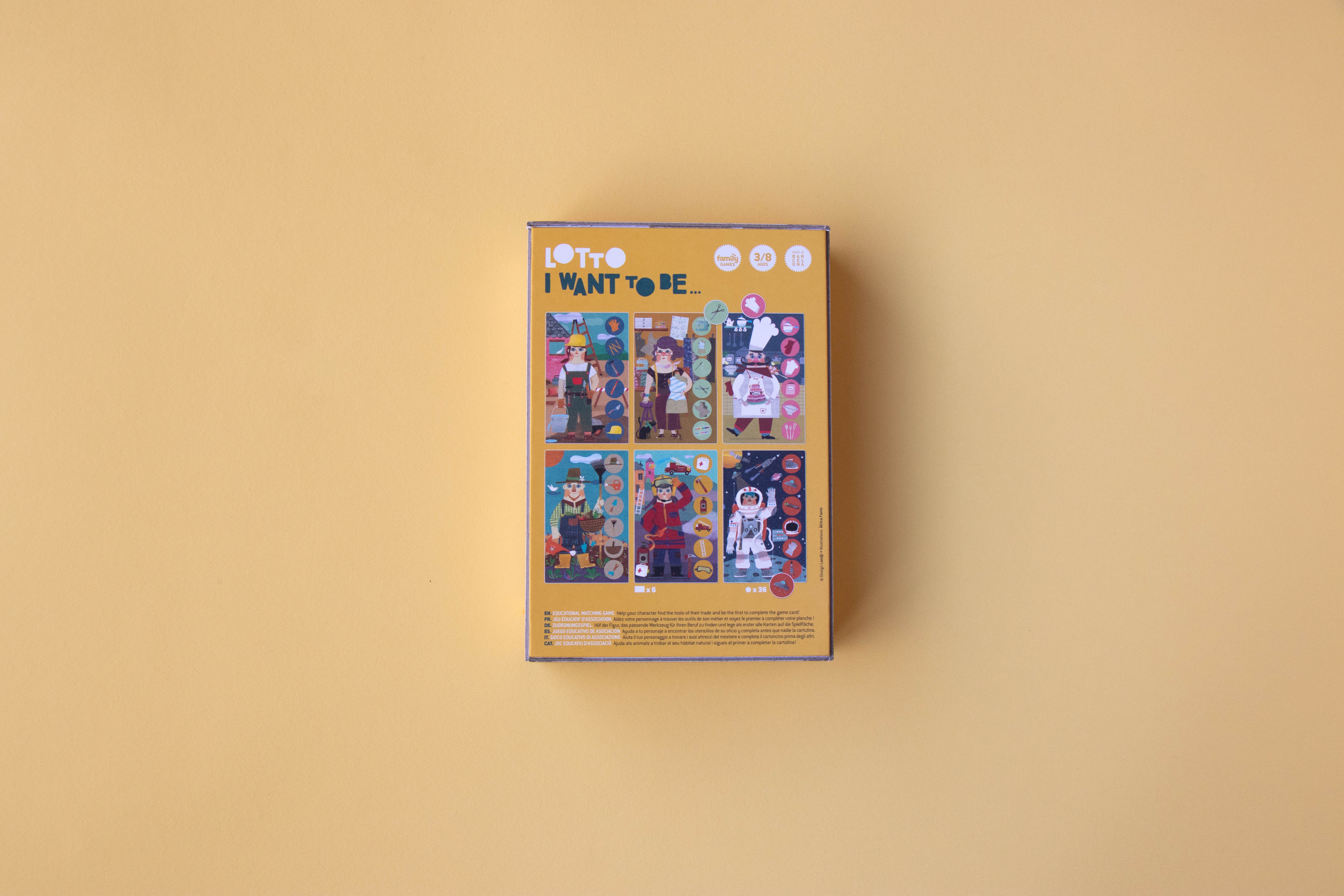 Londji Lotto I Want To Be, nachhaltiges Lernspiel mit Berufe-Motiven für Kinder im bunten Londji-Design