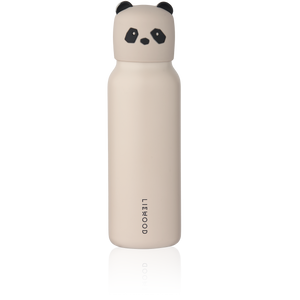 Liewood Trinkflasche Falk 350 ml in Panda / Sandy, doppelwandiger Edelstahl, auslaufsicher mit Tragegriff