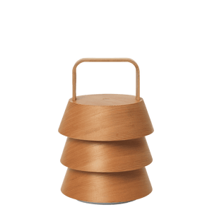 Tischlampe mit Griff aus Holz