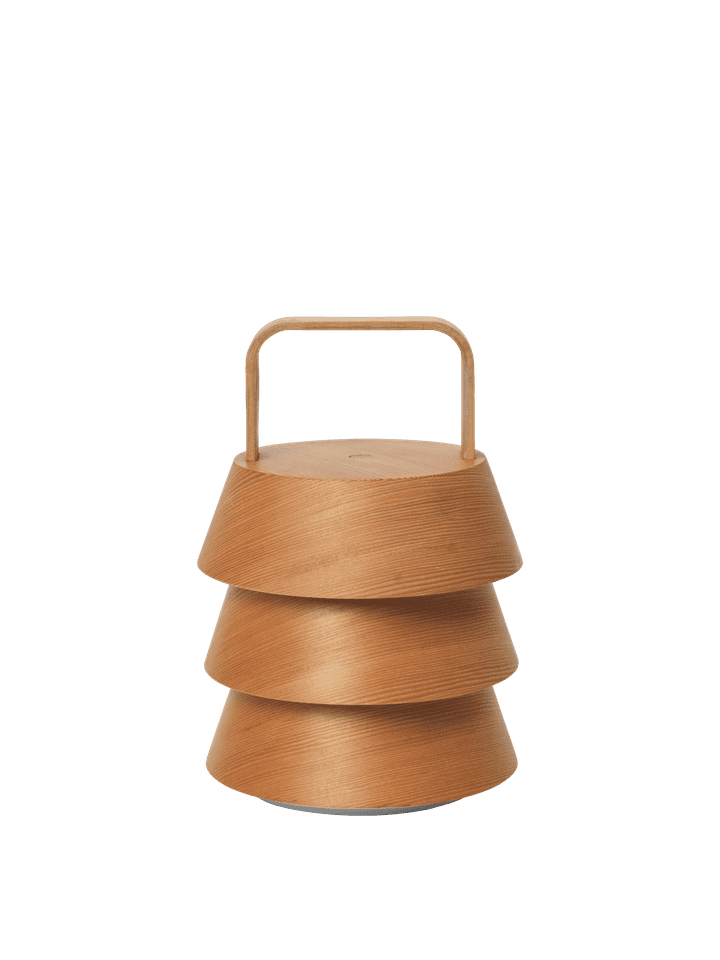 Tischlampe mit Griff aus Holz