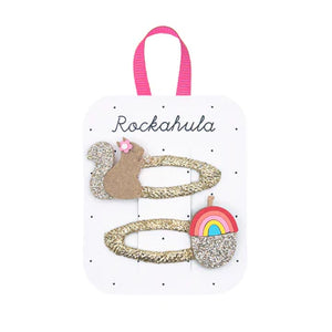 Rockahula Hair Clips - Squirrel and Rainbow Clips