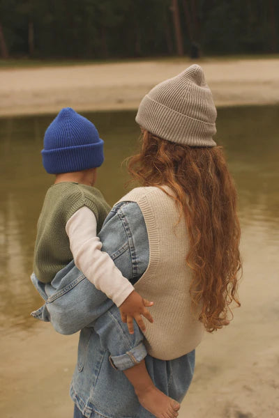 Hvid Adult Beanie "Fonzie" Pebble