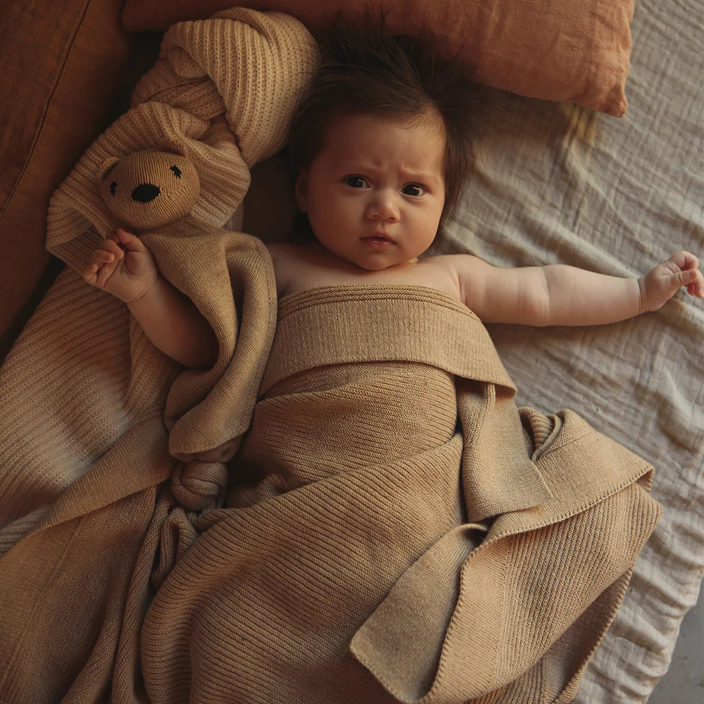 Hvid Babydecke "Gust" Sand