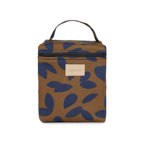 Nobodinoz Kühltasche „Hyde Park“ – Design Blue Leaves, kompakte Isoliertasche mit Tragegriff, aus Bio-Baumwolle mit Reißverschluss