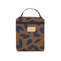 Nobodinoz Kühltasche „Hyde Park“ – Design Blue Leaves, kompakte Isoliertasche mit Tragegriff, aus Bio-Baumwolle mit Reißverschluss