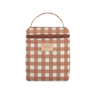 Nobodinoz Kühltasche „Hyde Park“ – Design Terracotta Checks, karierte Kühltasche mit Tragegriff, aus Bio-Baumwolle & wasserabweisendem Innenfutter