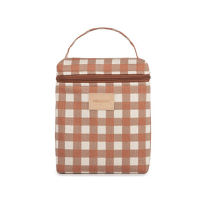 Nobodinoz Kühltasche „Hyde Park“ – Design Terracotta Checks, karierte Kühltasche mit Tragegriff, aus Bio-Baumwolle & wasserabweisendem Innenfutter