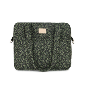 Nobodinoz Kinderwagentasche „Hyde Park“ – Design Forest Yumiko mit buntem Waldmotiv, befestigt am Kinderwagen oder getragen mit Schultergurt