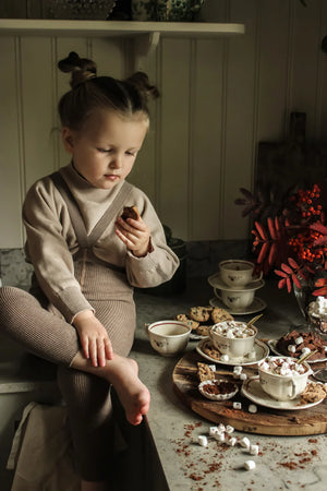 Collant sans pied à bretelles Silly Silas | Mélange cacao