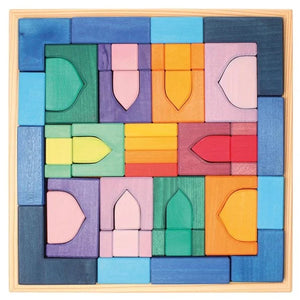 57 farbige Holzbauklötze von Grimms