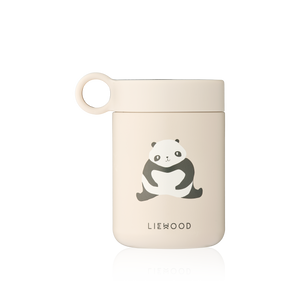 Liewood Food Jar Kiani in Panda / Sandy, isolierter Speisebehälter aus recyceltem Edelstahl mit 350 ml Fassungsvermögen