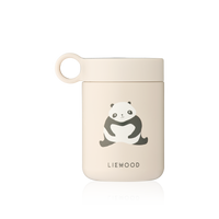 Liewood Food Jar Kiani in Panda / Sandy, isolierter Speisebehälter aus recyceltem Edelstahl mit 350 ml Fassungsvermögen
