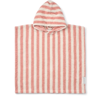 Liewood Poncho „Koi Terry“ Coral Blush Creme De La Creme Stripe, Badeponcho aus GOTS Bio-Baumwolle, weicher Frottee