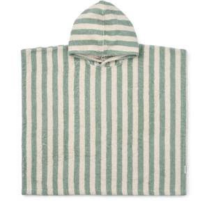 Liewood Poncho „Koi Terry“ Peppermint Creme De La Creme Stripe, Badeponcho aus GOTS Bio-Baumwolle, weicher Frottee
