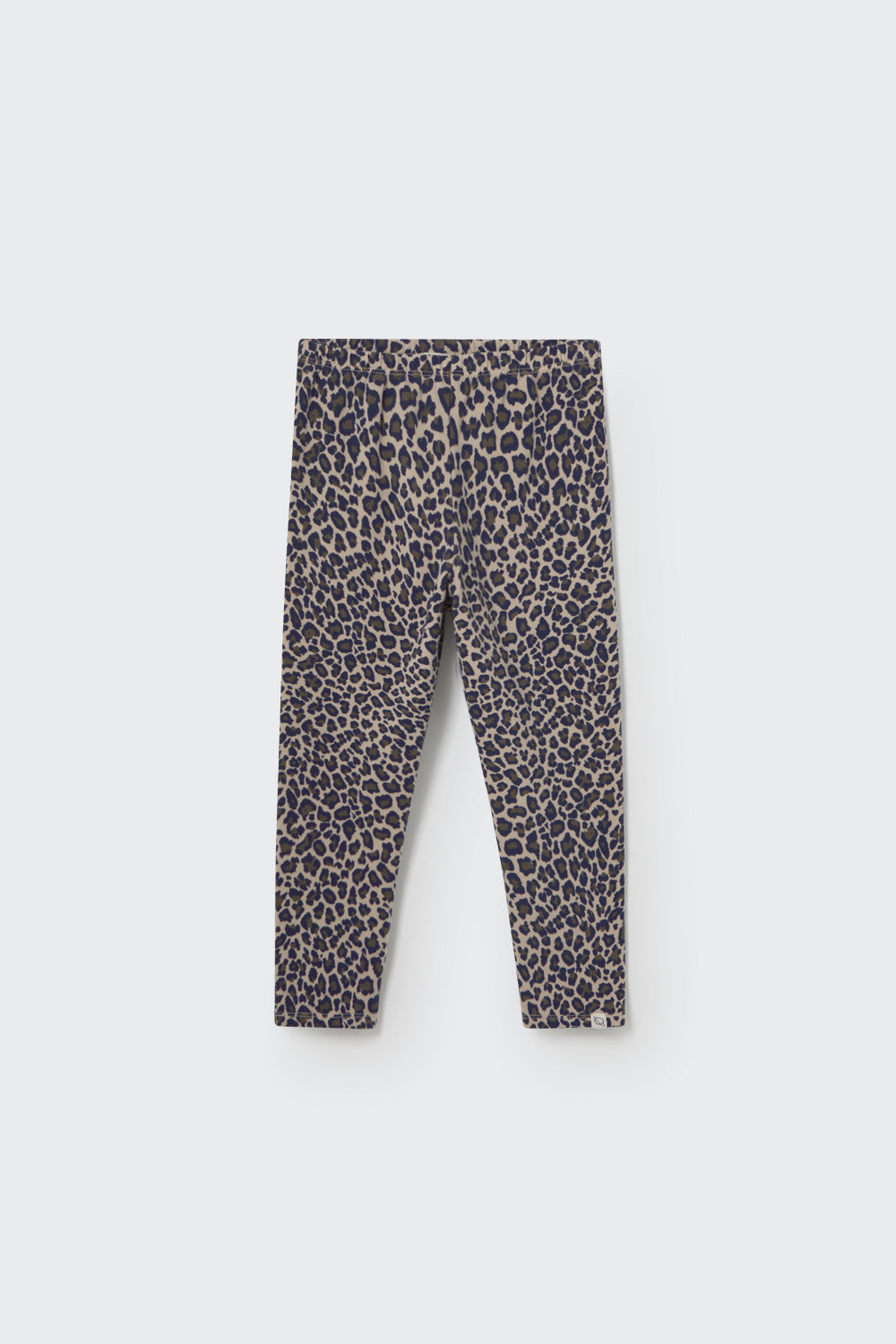 Bequem geschnittene Kinderleggings mit Leo-Muster in Grau-Beige ("Stone"), aus Bio-Baumwolle – Cozmo Leggings "Leo"