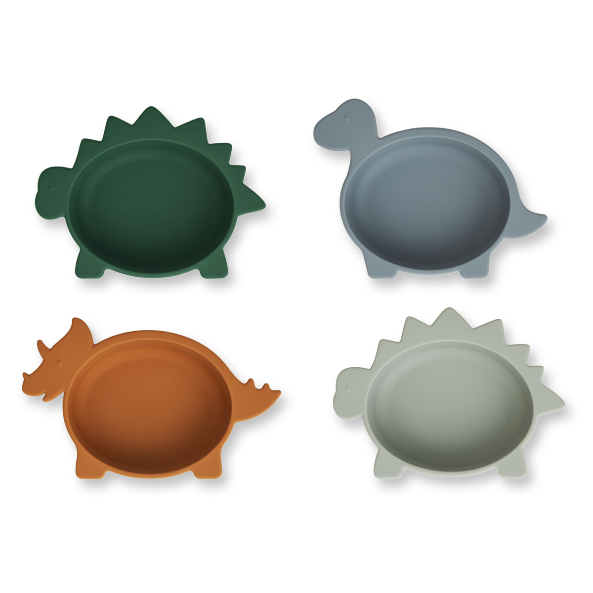 Liewood Kinderschüsseln "Iggy" im Dino Blue Multi Mix – farbenfrohes Silikon-Schüsselset mit Dino-Motiven, perfekt für Babys und Kleinkinder.