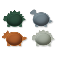 Liewood Kinderschüsseln "Iggy" im Dino Blue Multi Mix – farbenfrohes Silikon-Schüsselset mit Dino-Motiven, perfekt für Babys und Kleinkinder.