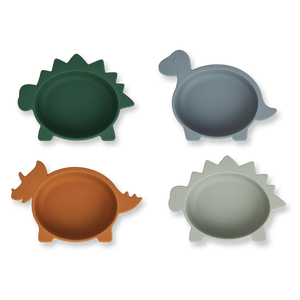 Liewood Kinderschüsseln "Iggy" im Dino Blue Multi Mix – farbenfrohes Silikon-Schüsselset mit Dino-Motiven, perfekt für Babys und Kleinkinder.