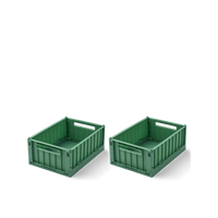 LIEWOOD Aufbewahrungsboxen Weston S 2er-Set in Dusty Ivy – stapelbare grüne Ordnungsboxen aus recyceltem Kunststoff