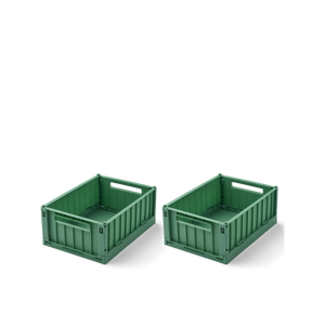 LIEWOOD Aufbewahrungsboxen Weston S 2er-Set in Dusty Ivy – stapelbare grüne Ordnungsboxen aus recyceltem Kunststoff