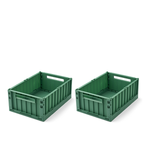 LIEWOOD Aufbewahrungsboxen Weston M 2er-Set in Dusty Ivy – stapelbare grüne Aufbewahrungsboxen aus recyceltem Kunststoff im skandinavischen Design