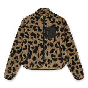 LIEWOOD Fleecejacke "Nelson Adult Pile" für Erwachsene in Oat Mix mit Mega Leo Muster – weiche, kuschelige Jacke aus recyceltem Polyester mit Reißverschluss und hohem Kragen
