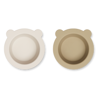 Liewood Silikon-Teller "Peony" im Safari Sandy Mix – 2er Set mit Saugnapf, aus BPA-freiem Silikon, perfekt für Babys und Kleinkinder.