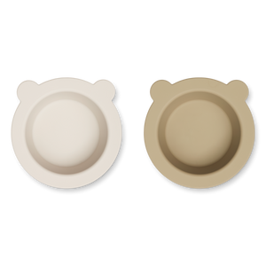 Liewood Silikon-Teller "Peony" im Safari Sandy Mix – 2er Set mit Saugnapf, aus BPA-freiem Silikon, perfekt für Babys und Kleinkinder.