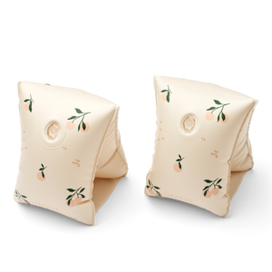 Schwimmflügel im 2er Set für Kinder in beige mit Pfirsich Aufdruck