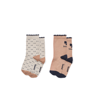Chaussettes Liewood "Azenore" nœud Tuscany Rose / Double Dots Mix, lot de 2
