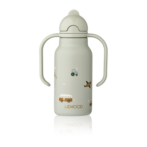 Liewood Thermo-Trinkflasche Kimmie 250 ml in Dove Blue mit Vehicles-Print 