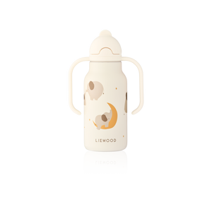 „Liewood Thermo-Trinkflasche Kimmie 350 ml in Creme De La Creme mit Elefanten-Motiv