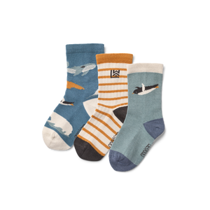 Liewood Bequeme Socken Silas Arctic Sea Ocean View 3er-Set mit verschiedenen maritimen Prints“