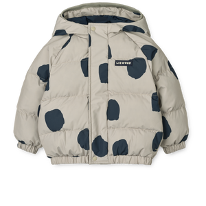„Liewood Daunenjacke ‚Adalina‘ Spot Dots Mist – leichte Kinder-Winterjacke mit recycelter Daunenfüllung und Punktmuster“