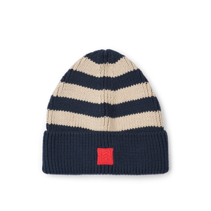 Liewood Mütze Ezra gestreift in Classic Navy und Sandy aus GOTS-zertifizierter Bio-Baumwolle