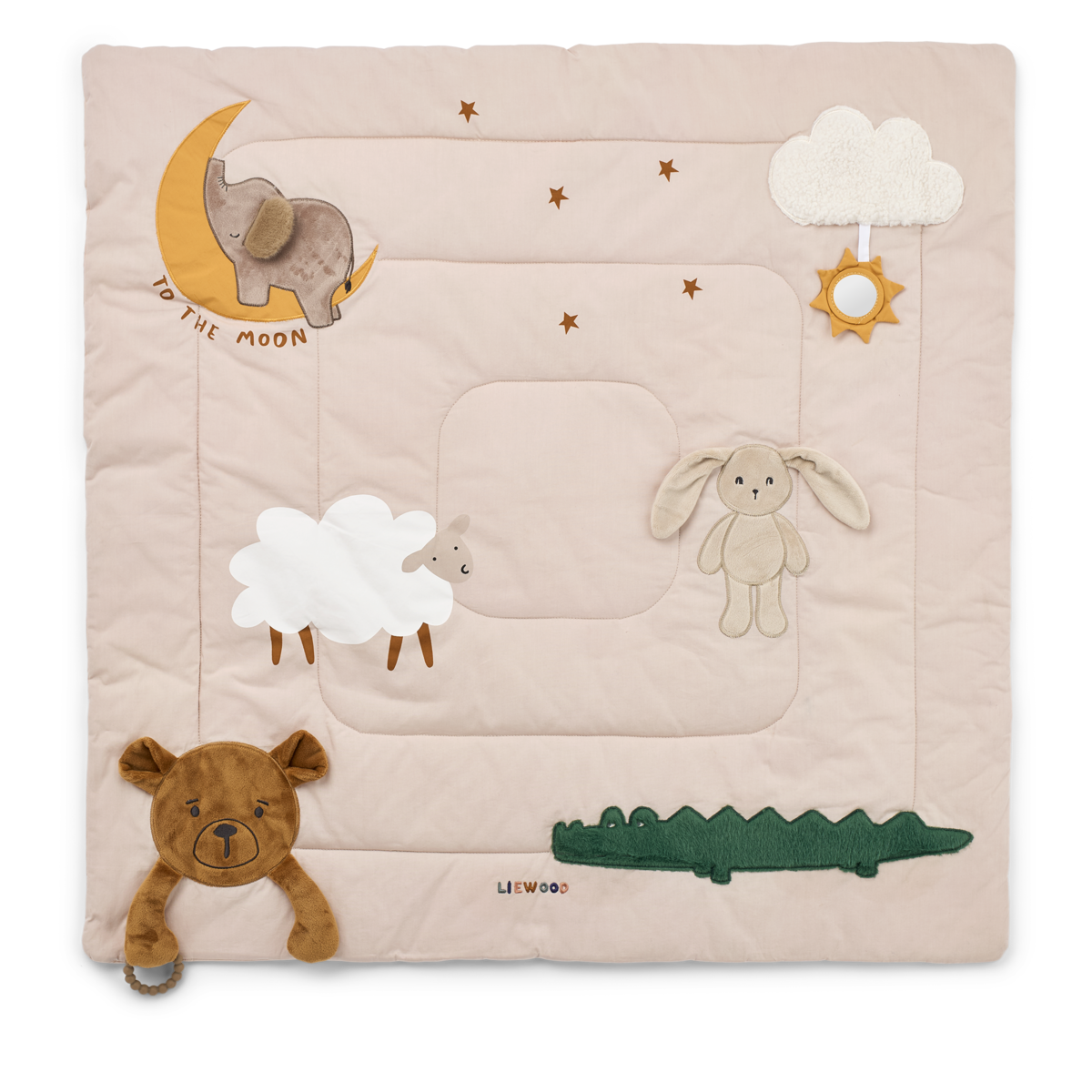 Liewood Krabbeldecke „Bernet“ in Classic Sandy | Multi Mix – weiche Patchwork-Spieldecke aus Bio-Baumwolle für Babys