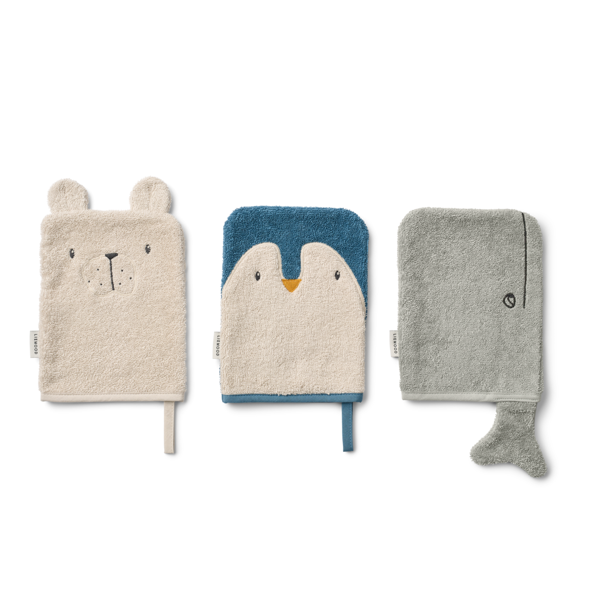 Liewood Waschlappen Sylvester Set – Tiermotive in Arctic Sea und Ocean View, aus weichem Bio-Frottee für Babys und Kleinkinder