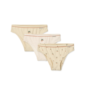 "Liewood Aylin Slips im 3er-Pack – Vorderansicht der Kinderunterwäsche in sanften Farben"