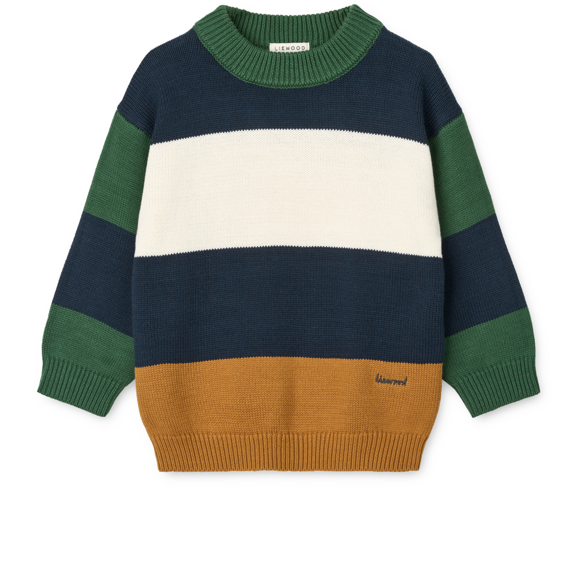 Liewood Strickpullover "Orlane" in Classic Navy Multi Mix – farbenfroher Kinderpullover aus Bio-Baumwolle, ideal für Herbst und Winter.