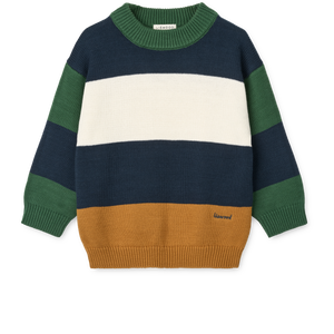 Liewood Strickpullover "Orlane" in Classic Navy Multi Mix – farbenfroher Kinderpullover aus Bio-Baumwolle, ideal für Herbst und Winter.