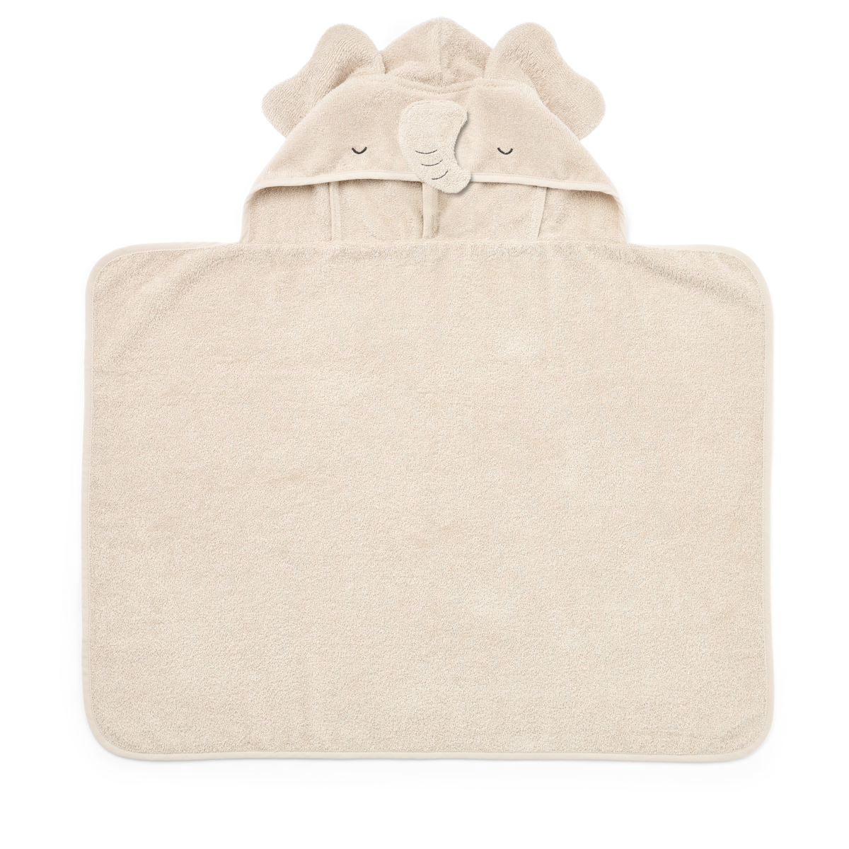 „Liewood Kapuzentuch ‚Vilas‘ in Sandy mit Elefanten-Kapuze – weiches Babyhandtuch aus Bio-Baumwolle mit Ohren und Rüssel“