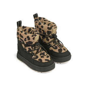 „Liewood Winter Boots ‚Zoey‘ Mega Leo Oat Mix – warme Kinderstiefel mit Leo-Print, Fleecefutter & rutschfester Sohle“