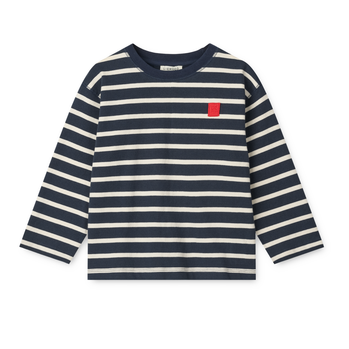 „Liewood Langarmshirt ‚Tyler‘ für Kinder – gestreift in Navy und Creme, aus 100 % Bio-Baumwolle, klassischer Schnitt“