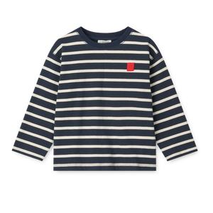 „Liewood Langarmshirt ‚Tyler‘ für Kinder – gestreift in Navy und Creme, aus 100 % Bio-Baumwolle, klassischer Schnitt“