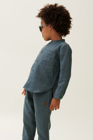 Liewood Linen Shirt "Flynn" Whale Blue