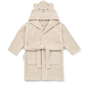 „Liewood Kinder Bademantel Lily aus Bio-Baumwolle mit Polarbear-Motiv in Sandy“