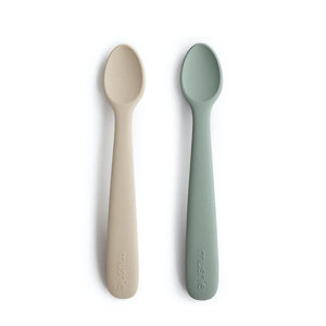 Mushie Silikonlöffel (2er-Set) | Cambridge Blue/Shifting Sand