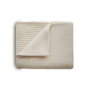 Mushie Strickdecke Ribbed Beige Melange